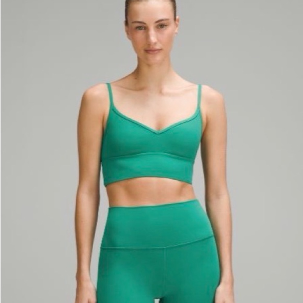 lululemon align sweetheart bra cascadia Green Longline Sports Bra, size 8